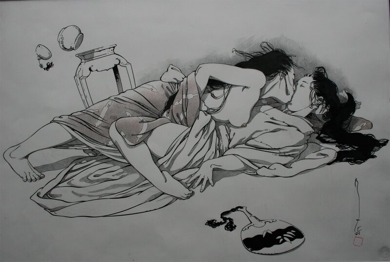 Le baiser by Michetz - Original Illustration