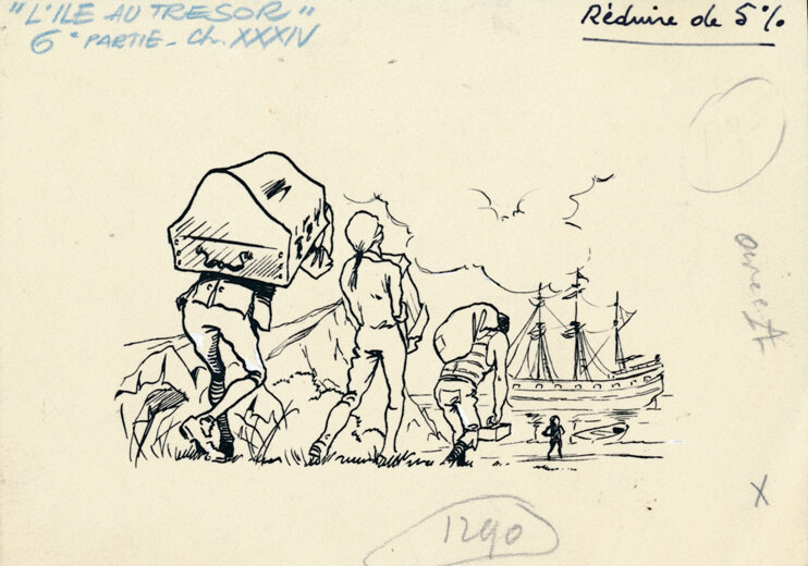 René Follet | 1949 | L’Ile au trésor - Illustration originale