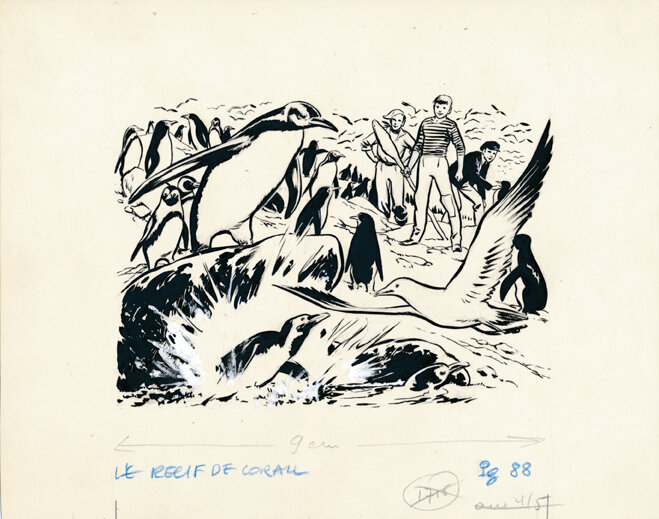 René Follet | 1955 | Le récif de corail 088 - Illustration originale