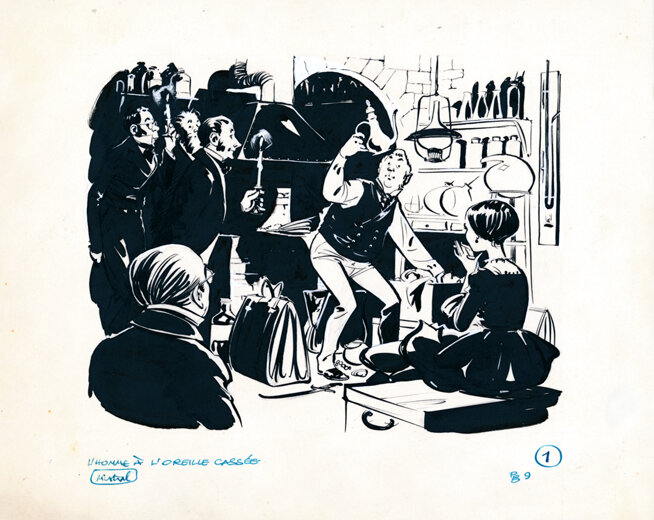 René Follet | 1959 | L’Homme à l’oreille cassée - Original Illustration