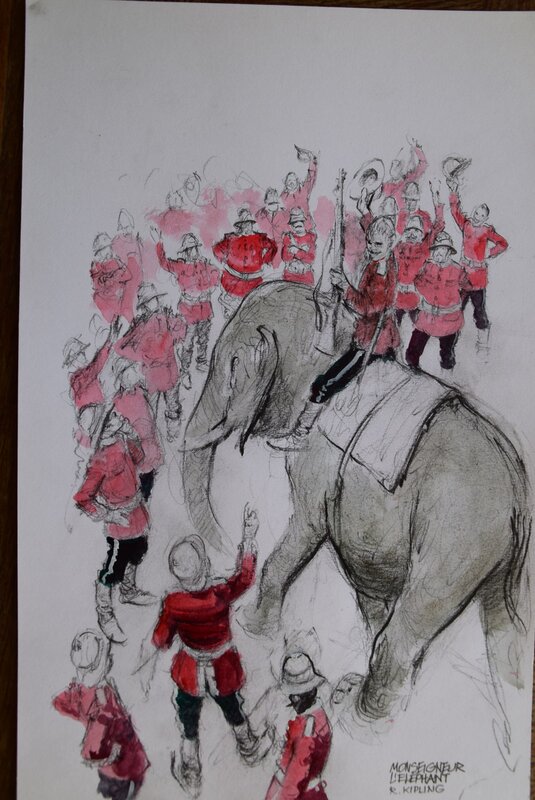 Kipling Elephant by René Follet - Original Illustration