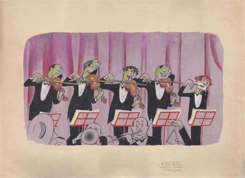 Violonistes by Angel Puigmiquel Lis - Original Illustration