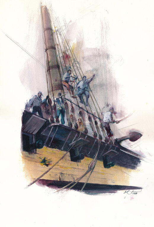René Follet | 1999 | René Follet illustre l'Histoire: Pirates (étude) - Original art