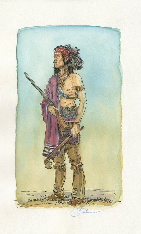 Indien chasseur par Paul Salomone - Illustration originale