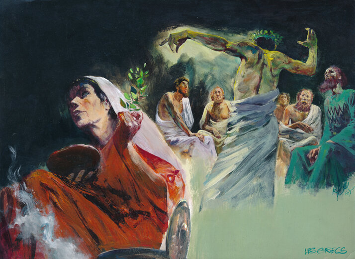 René Follet | 1968-1971 | Les Grecs:L'oracle delphi - Illustration originale