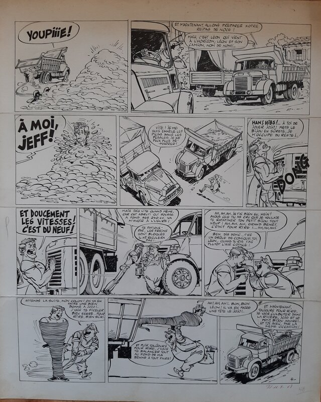 Peter Glay, Jeff poilour et Jojo molette - Planche originale