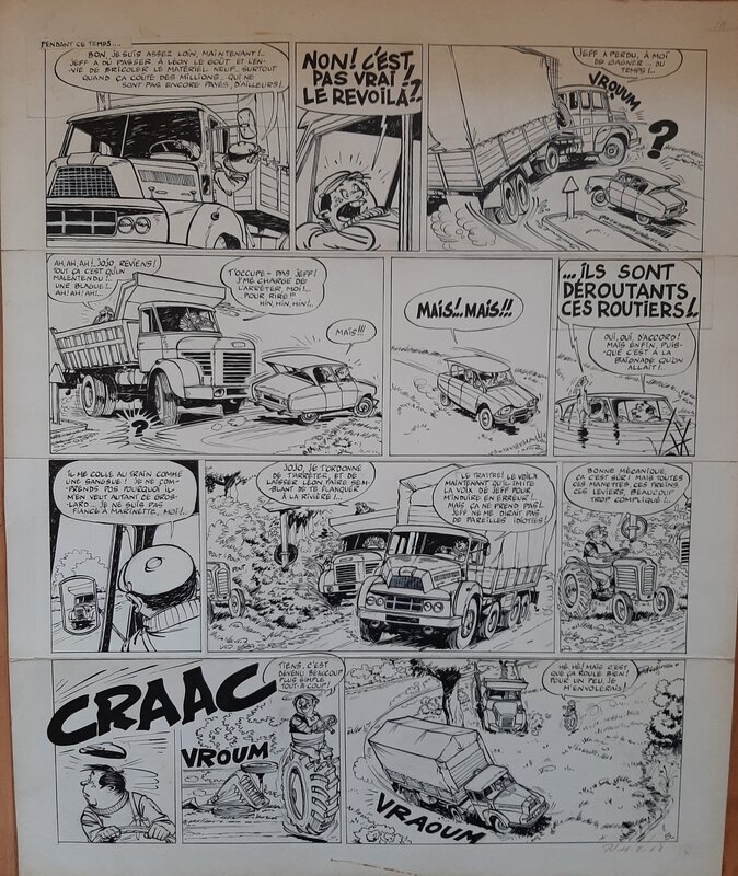 Peter Glay, Jeff poilour et Jojo molette - Planche originale