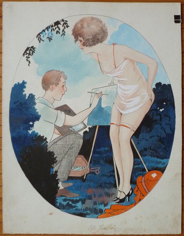 Victor Spahn, « D'après modèle... », circa 1920. - Original Illustration