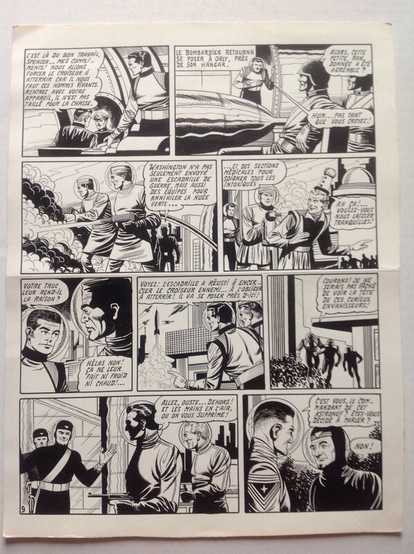 Raoul Giordan, Robert Giordan, Robert Lortac, Giordan Planche Originale 9 de Meteor 90 La Terre est Folle - Bd Artima 1960 - Planche originale