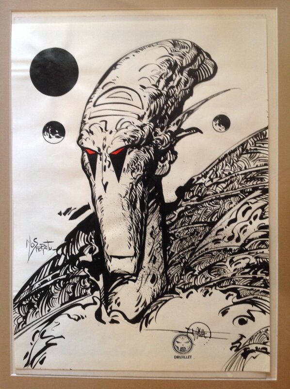 Druillet Nosferatu Le Vampire .   Dessin inédit MÉTAL HÉROS Encre de Chine - Illustration originale