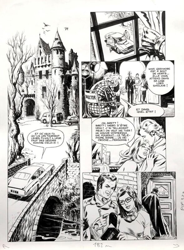 En vente - Carlo Marcello, Victor Mora, Amicalement Vôtre - Le Manoir de la Peur - Pif Gadget #323 - Planche originale