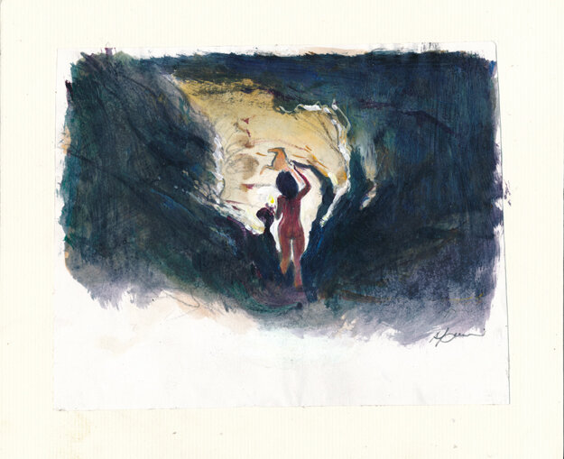 René Follet | 2007 | La grotte - Illustration originale