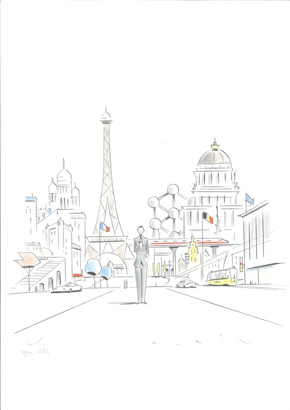 Avril François illustration Paris-Bruxelles - Original Illustration
