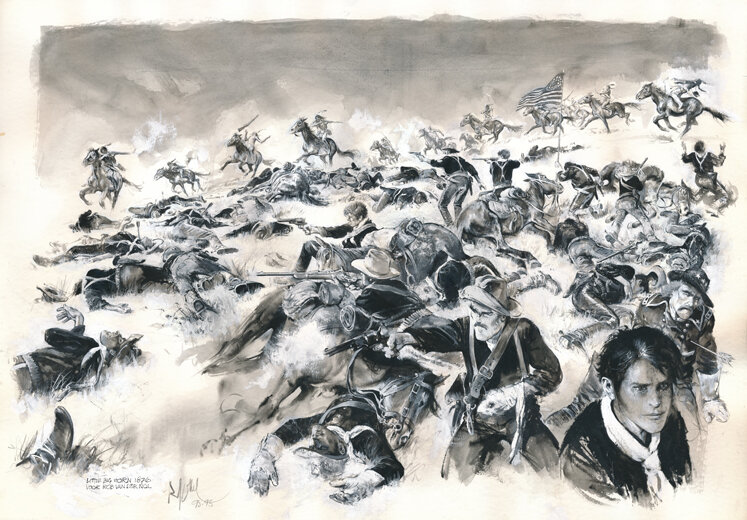 René Follet | 1995 | La bataille à Little Bighorn - Original Illustration