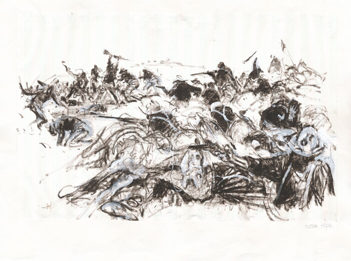 René Follet | 1995 | La bataille à Little Bighorn - Œuvre originale