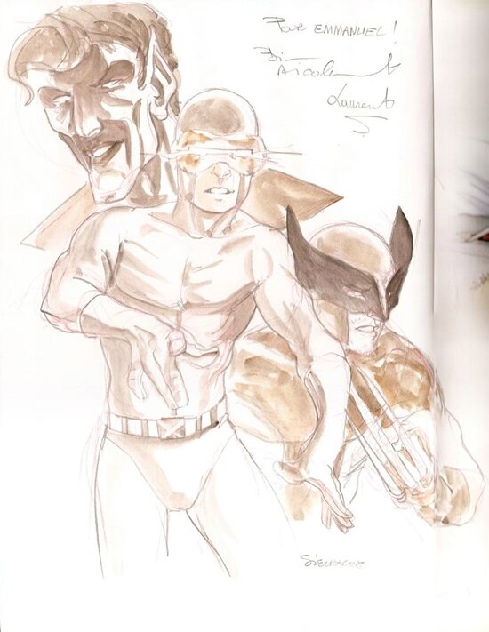 Laurent Sieurac, Dédicaces X-Men : Cyclope, Diablo, Wolverine (dans La Geste des Chevaliers Dragons, tome 6 Par-delà les montagnes) - Sketch