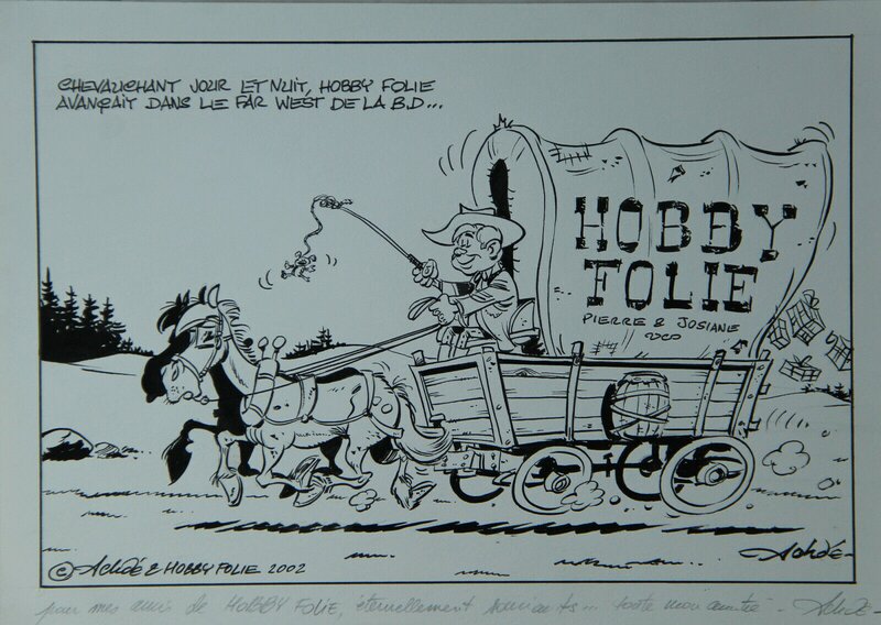 Achdé, Carte de voeux HOBBY FOLIE - LUCKY LUKE - Illustration originale