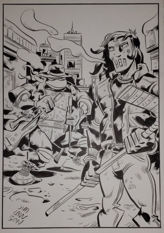 Raph & Case in NYC by Jim Lawson - Original Illustration