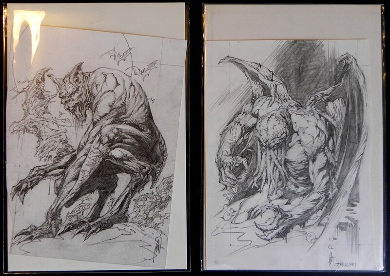 Rudy Nebres, Chtulhu + Werewolf, illustrations pour un jeu de cartes fantastique - Original Illustration