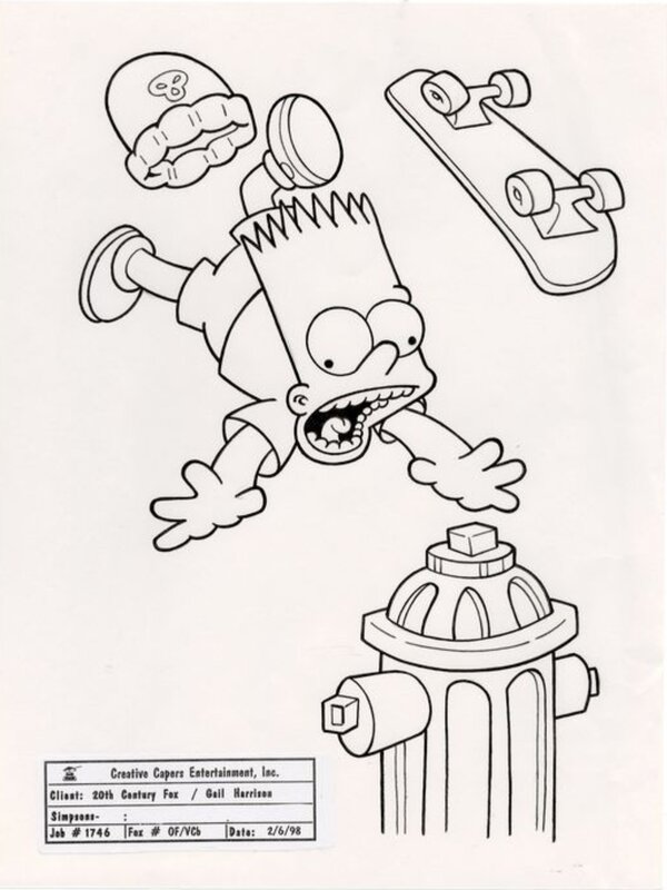 unknown, Dessin original de Bart Simpson - Illustration originale