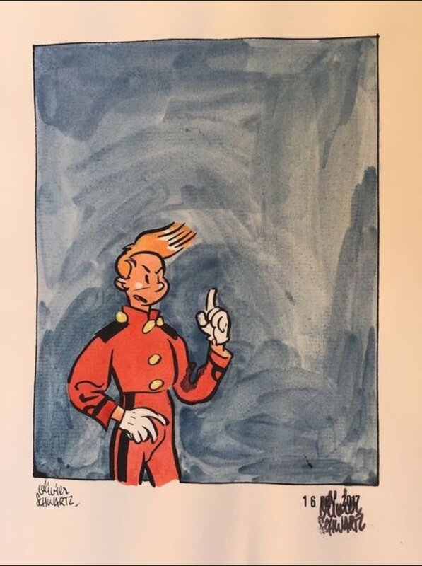 Dessin original de Spirou par Olivier Schwartz - Original Illustration