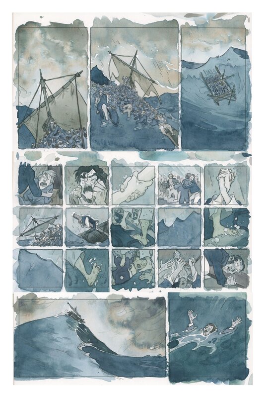 En vente - Jean-Sébastien Bordas, Les naufragés de la Méduse p94 - Planche originale