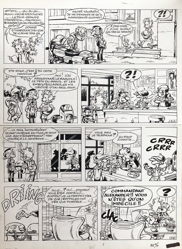 Nic, Raoul Cauvin, Spirou et Fantasio - La Boite Noire - Planche originale