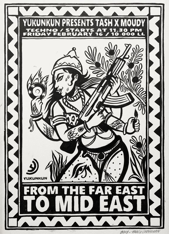 From the Far East to Mid East, affiche de concert par Tracy Chahwan - Illustration originale