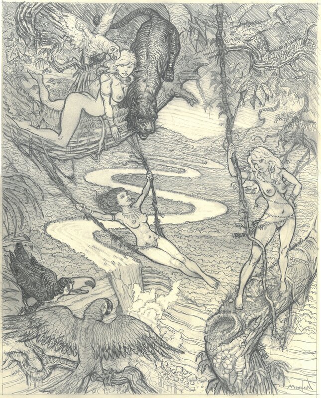 Balançoire 2 par Régis Moulun - Illustration originale