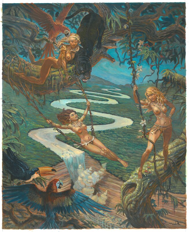 La balancoire 2 by Régis Moulun - Original Illustration