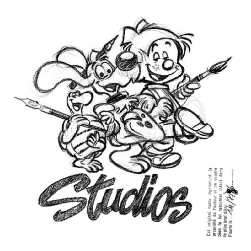 Jean Roba, Laurent Verron, Studios Roba, Boule et Bill - Projet de logo pour les studios Roba - Original Illustration