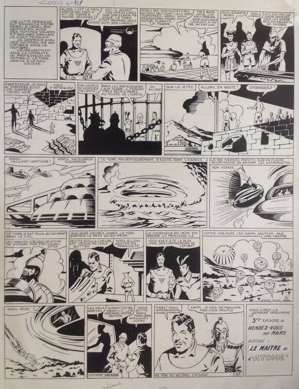 Claude-Henri Juillard Planche Originale Rendez-vous sur Mars Encre de Chine Année 40 Zorro Magazine - Planche originale