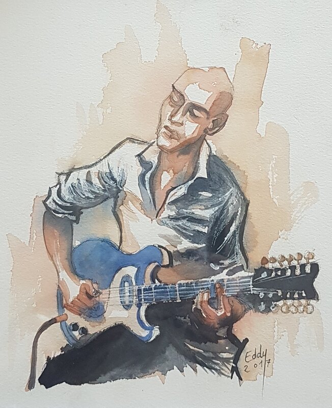 Le guitariste par Eddy Vaccaro - Illustration originale