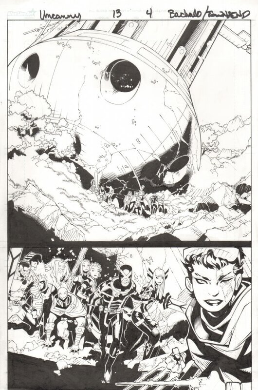 Chris Bachalo, Uncanny X-men -  Cyclops, Future Jubilee, Magneto, Emma Frost, Magik, & Future Colossus Splash - Comic Strip