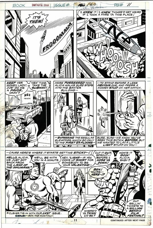 John Buscema, Chic Stone, FANTASTIC FOUR - FULL TEAM Ben Susan Johnny Alicia Reed - Planche originale