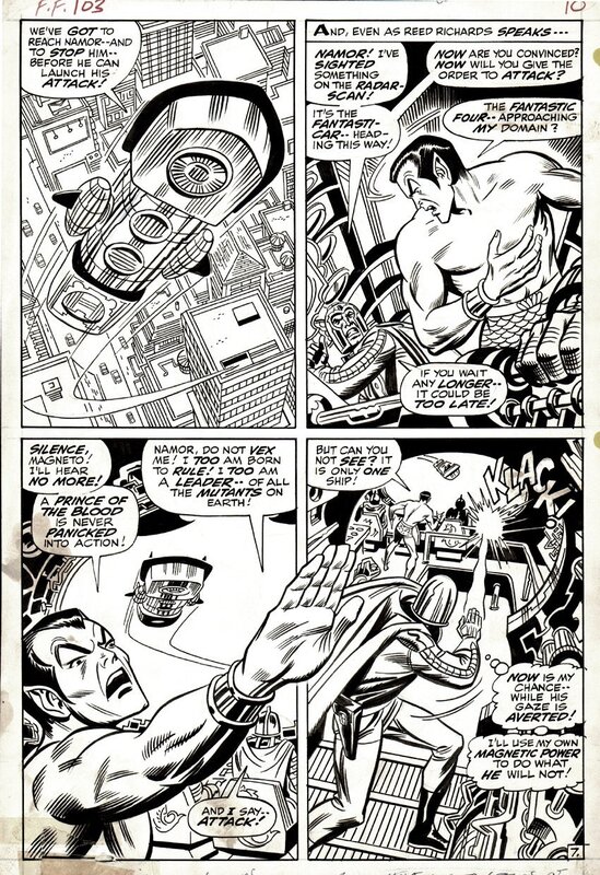 En vente - John Romita, John Verpoorten, Fantastic Four - Magneto & Namor - Planche originale
