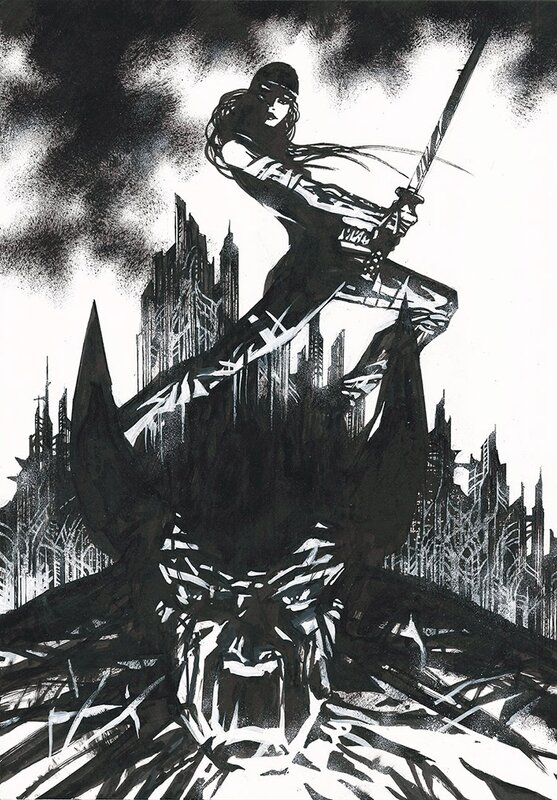 Wolverine & Elektra by Danijel Zezelj - Original art