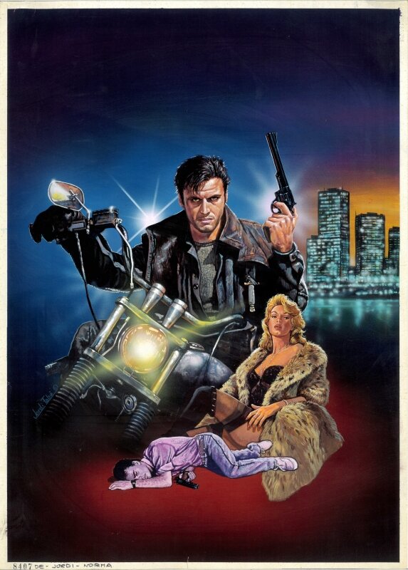 Jordi Fabá, Magnum (1990) #1 (avec Dolph Lundgren dans le rôle du Punisher et Brigitte Lahaie) - Original Illustration