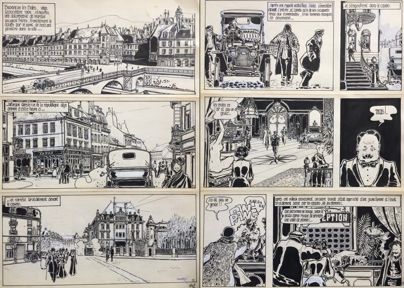 Duveaux, J'avais rêvé voir LA ROCHELLE, diptyque planches n°1 et 2, 1975. - Planche originale