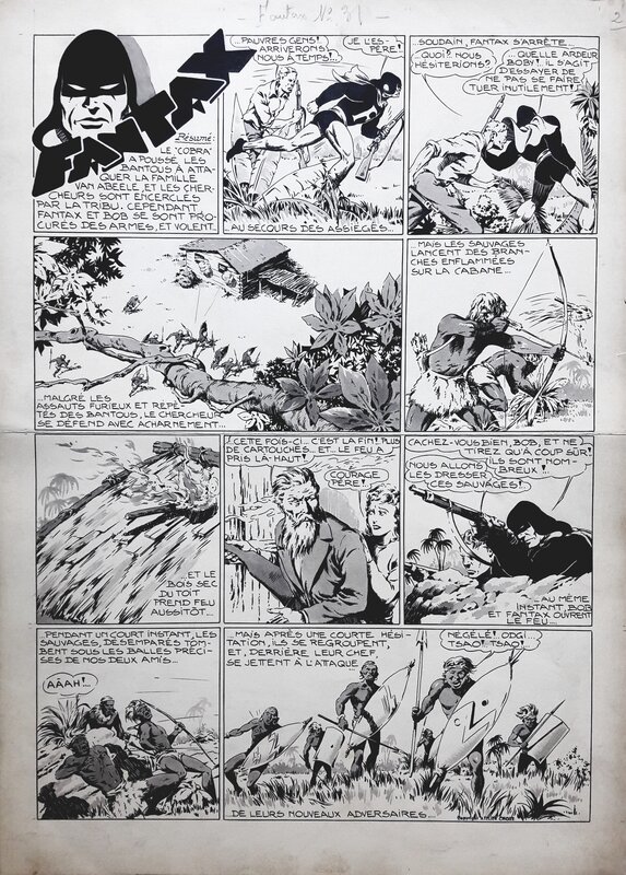 Chott Fantax 31 Planche Originale 2 N&B et Lavis . Éo Pierre Mouchot 1948 . - Comic Strip
