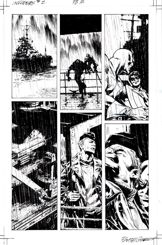 Invaders #2 - Captain America & Bucky - Butch Guice - Planche originale