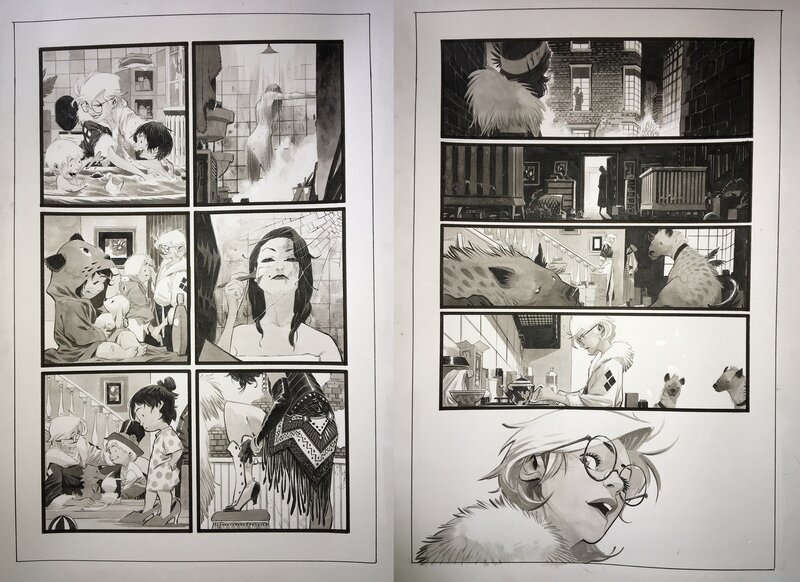 Matteo Scalera, Sean Murphy, Katana Collins, Dave Stewart, Planches 12 et 13 avec NFT - Batman White Knight presents Harley Quinn #5 - Planche originale