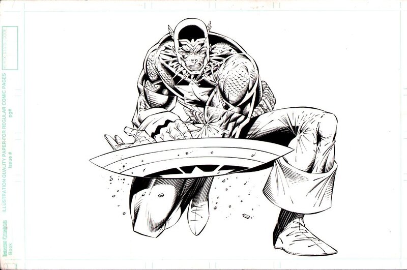 Captain America par Rob Liefeld - Illustration originale