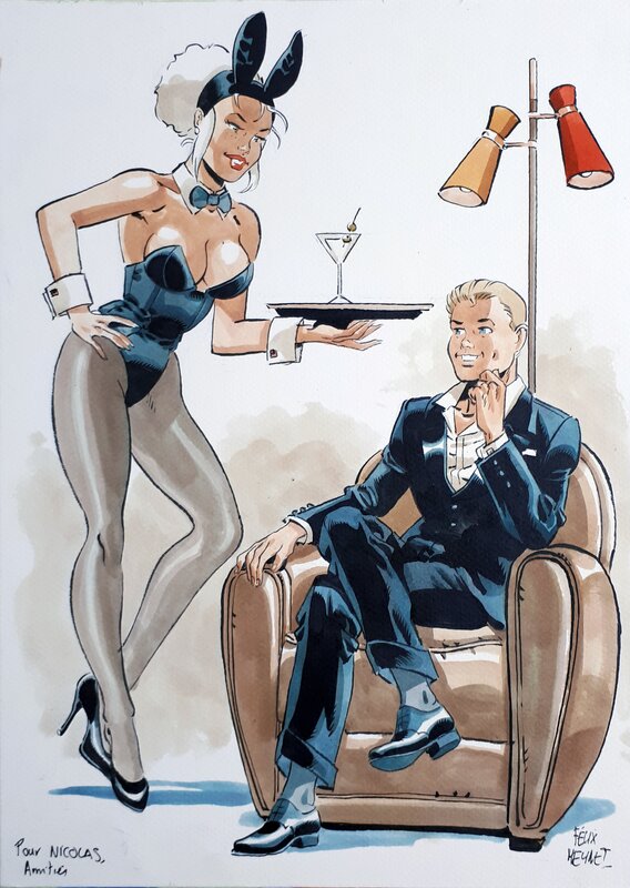 Double M - cocktail by Félix Meynet, Pascal Roman - Original Illustration