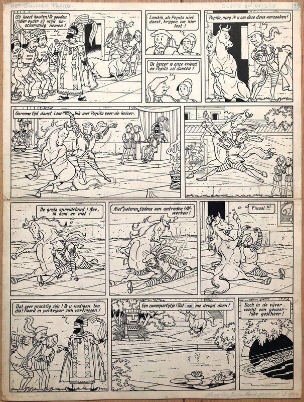 Willy Vandersteen, Bob et Bobette/ Suske en Wiske - série Bleu 8 - Het Gouden Paard - Planche originale