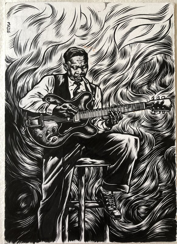 B.B. King - Mezzo - Illustration originale