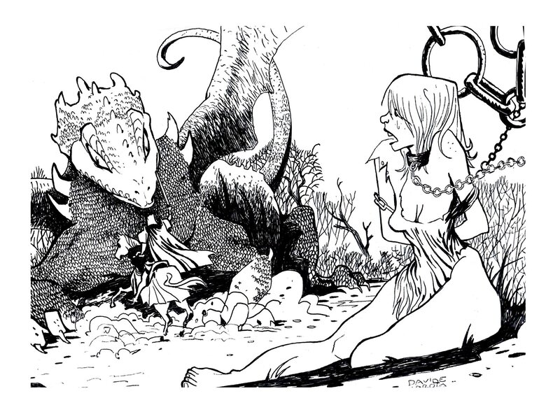En vente - Le dragon par Davide Garota - Illustration originale