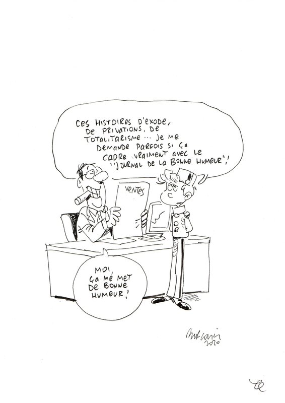 Philippe Bercovici, Dessin refusé pour annoncer la sortie du tome 3 de Spirou l'espoir malgré tout - Original Illustration