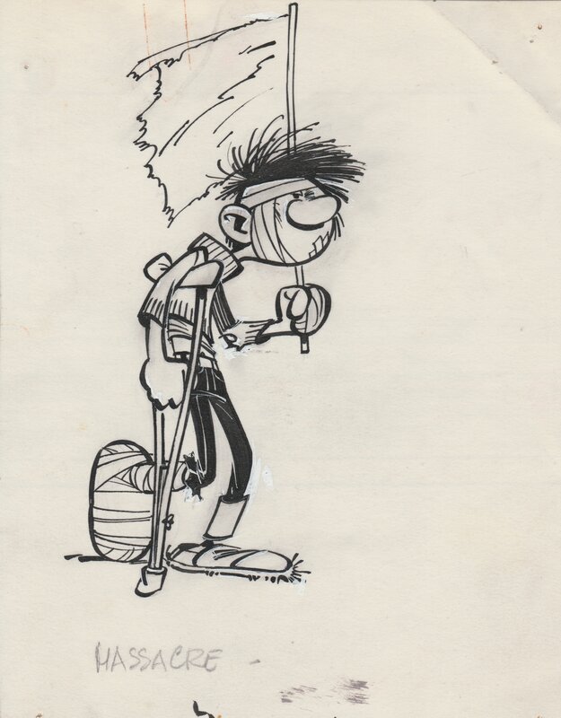 André Franquin, Gaston Lagaffe - Massacre - Illustration originale