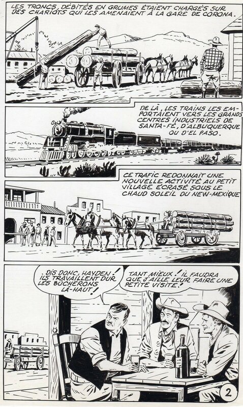 Roger Melliès, Tex Bill, Le sherif de Corona, planche 2 - Parution dans le magazine Bill Tornade 1ère série n°15 (Artima) - Planche originale